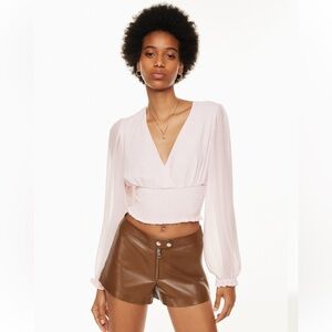 H13 Wilfred Wistful V‎ Neck Sheer Long Sleeve Blouse